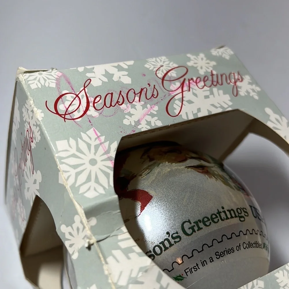 Stamp Design Season’s Greetings 1983 Collectors Edition Glass Ball Ornament USPS